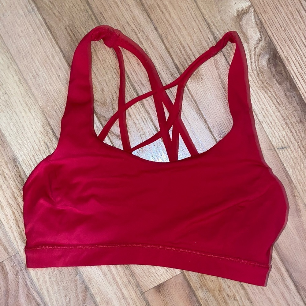 Red lululemon sports bra